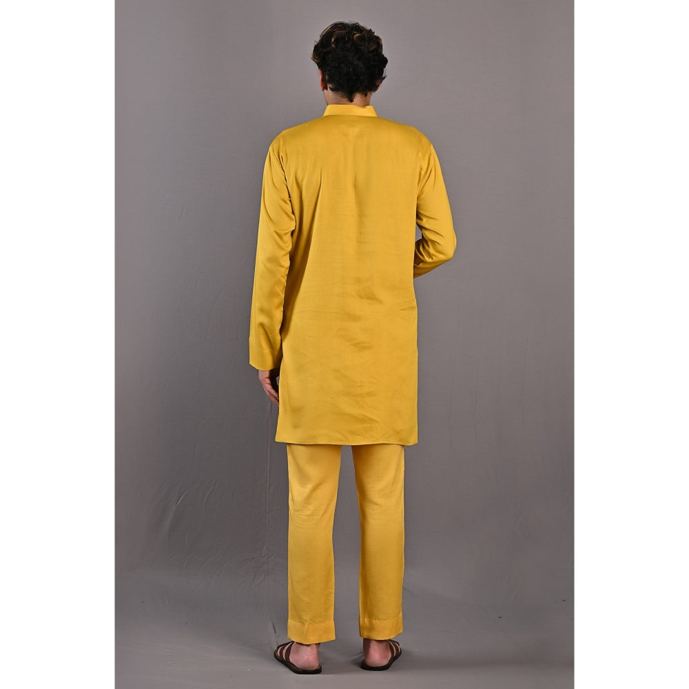 Bohame Kai Mustard Kurta with Nehru Jacket (Set of 3)