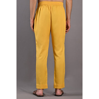 Bohame Kai Mustard Kurta with Nehru Jacket (Set of 3)