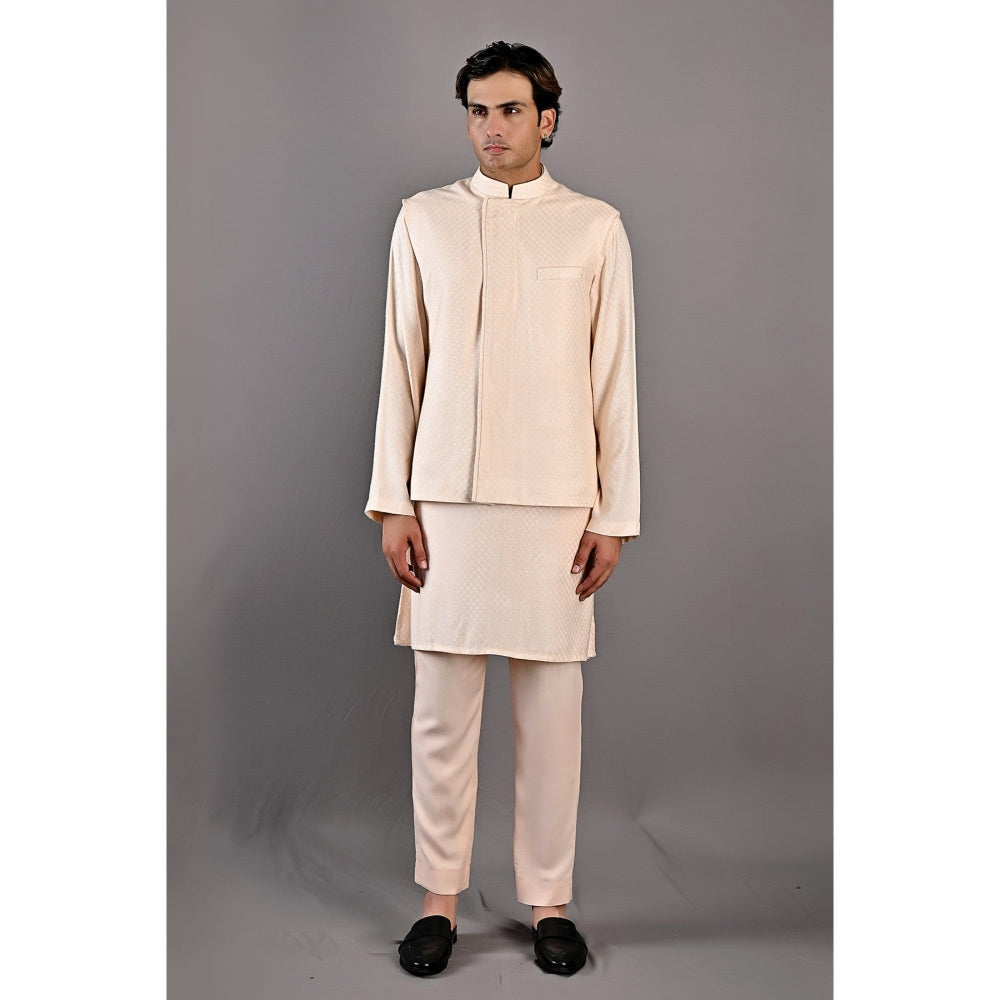 Bohame Leo Peach Kurta with Nehru Jacket (Set of 3)