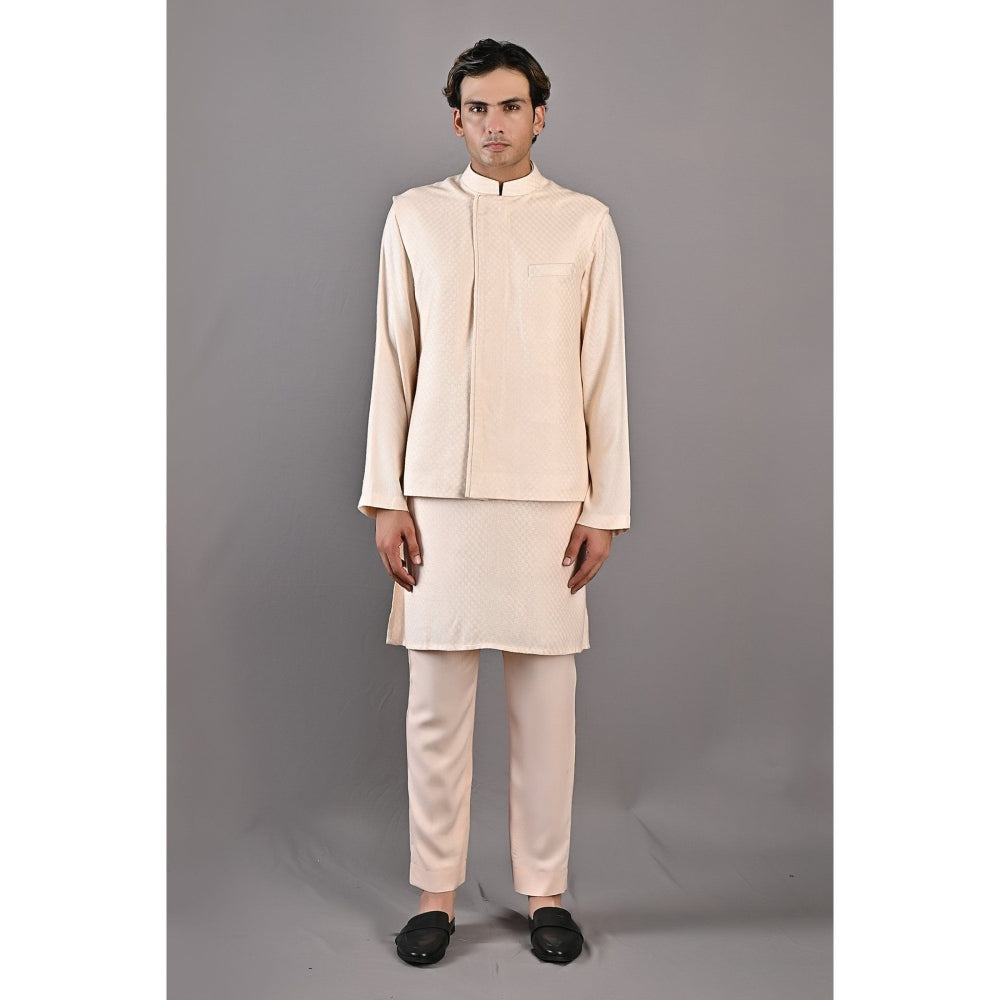 Bohame Leo Peach Kurta with Nehru Jacket (Set of 3)