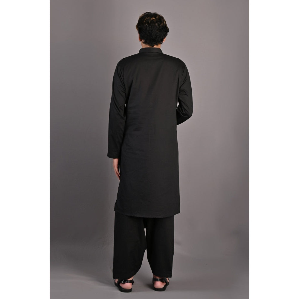 Bohame Adam Black Kurta with Nehru Jacket (Set of 3)