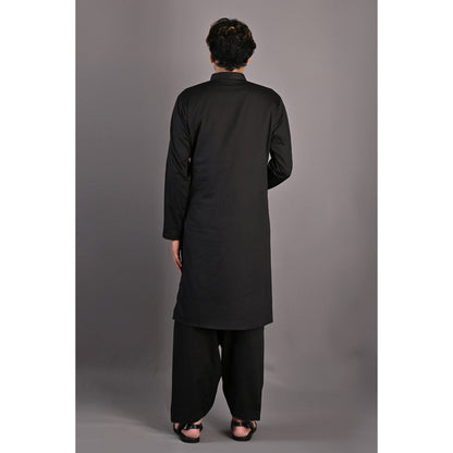 Bohame Adam Black Kurta with Nehru Jacket (Set of 3)