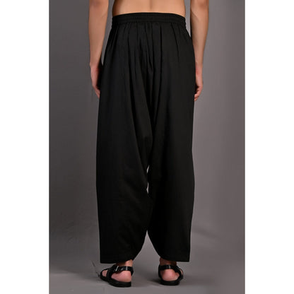 Bohame Adam Black Kurta with Nehru Jacket (Set of 3)