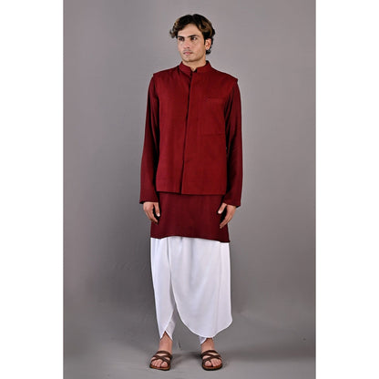 Bohame Daniel Maroon Kurta with Nehru Jacket (Set of 3)