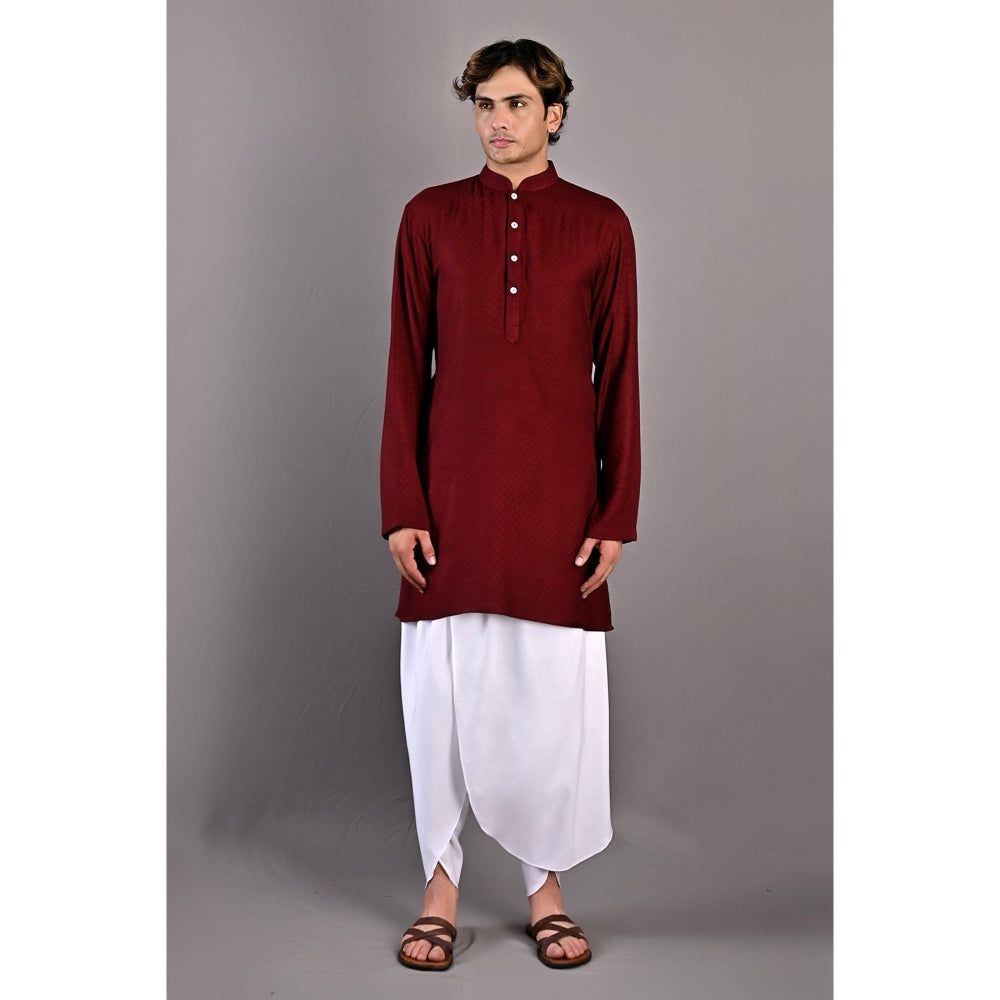 Bohame Daniel Maroon Kurta with Nehru Jacket (Set of 3)