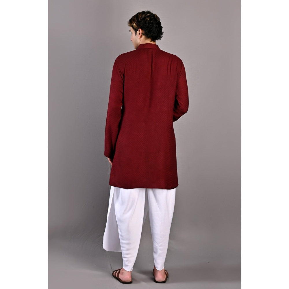 Bohame Daniel Maroon Kurta with Nehru Jacket (Set of 3)