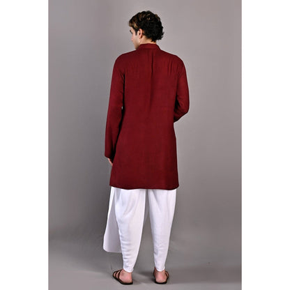 Bohame Daniel Maroon Kurta with Nehru Jacket (Set of 3)