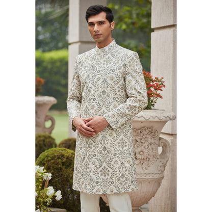 Bohame Laska - Chikankari & Zari Work Kurta Achkan Kurta (Set of 3)