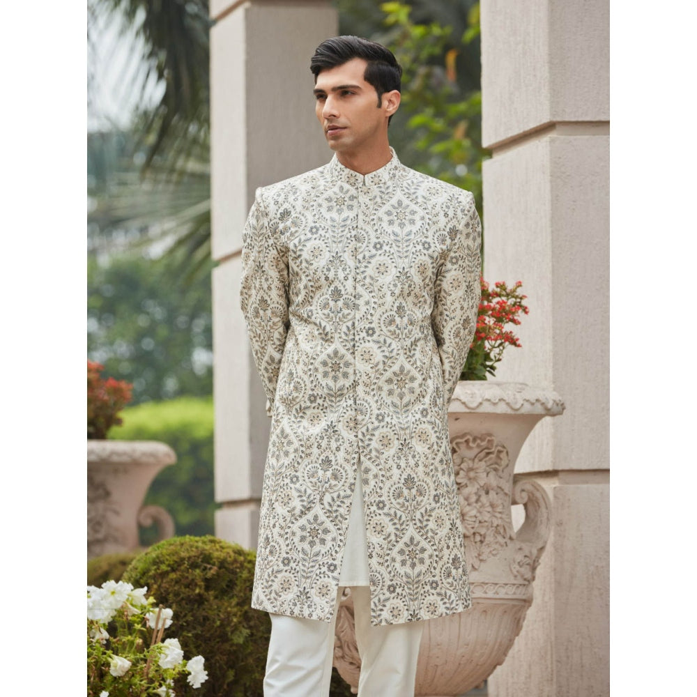 Bohame Laska - Chikankari & Zari Work Kurta Achkan Kurta (Set of 3)