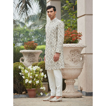Bohame Laska - Chikankari & Zari Work Kurta Achkan Kurta (Set of 3)