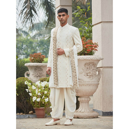 Bohame Rudra - Chikankari Achkan Kurta (Set of 4)