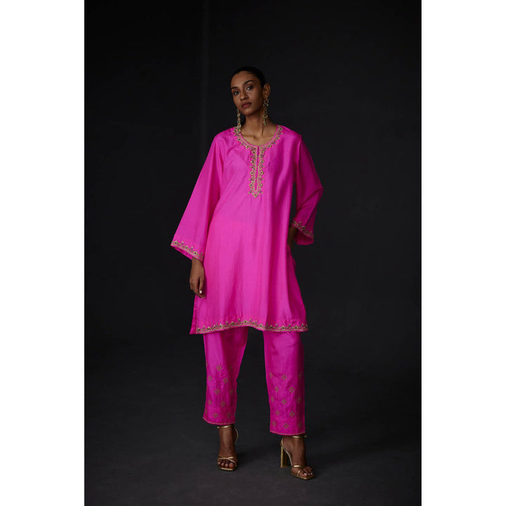 BRIH Embroidered Tunic and Trouser - Pink (Set of 2)