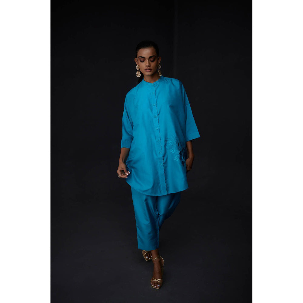 BRIH Embroidered Tunic and Trouser - Blue (Set of 2)