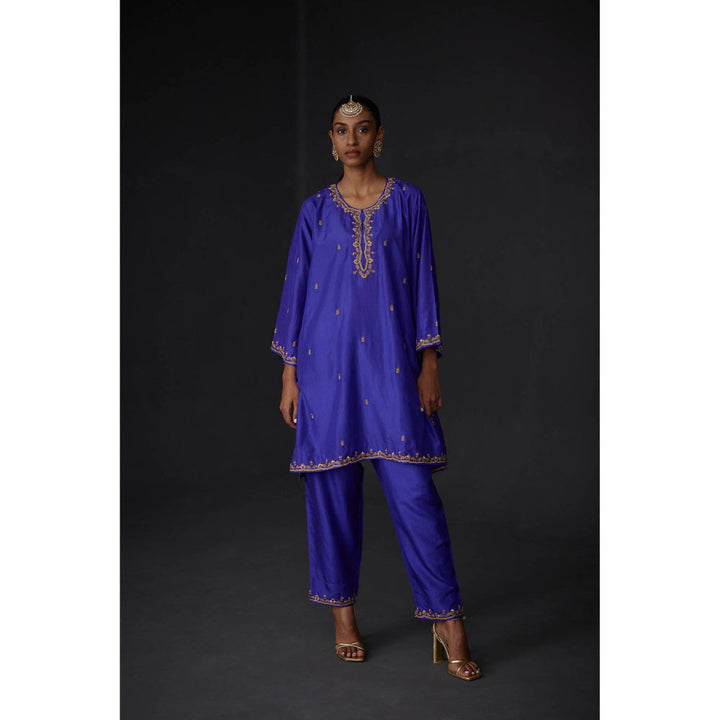 BRIH Embroidered Tunic and Trouser - Blue (Set of 2)