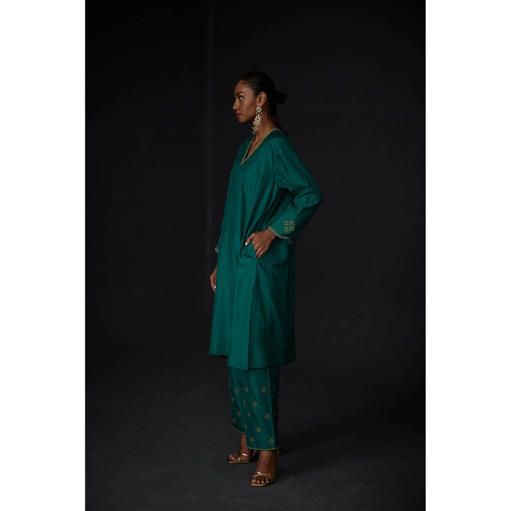BRIH Embroidered Tunic and Trouser - Green (Set of 2)