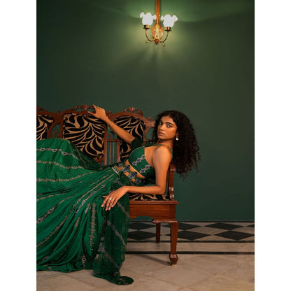 17 : 17 by Simmi Saboo Evil Eye Bralette Skirt, Dupatta & Cheeta Highlighting Belt (Set of 4)