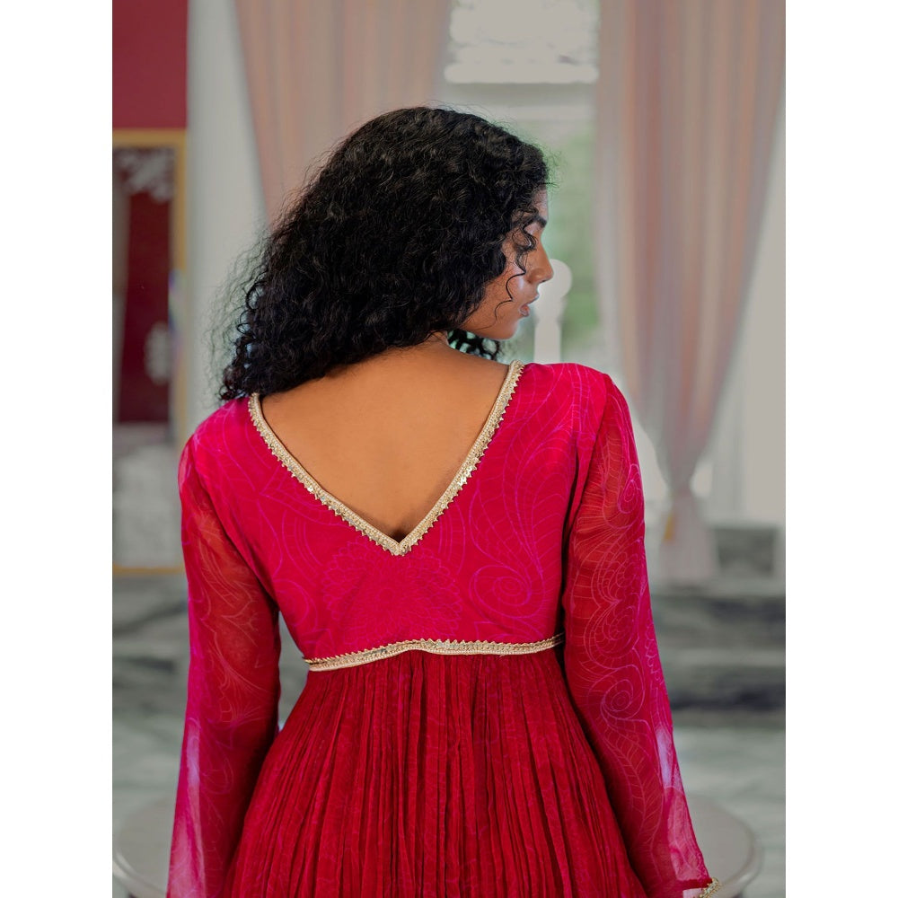 17 : 17 by Simmi Saboo Pink Peplum Kurta with Detailing On Neck & Yoke Sharara (Set of 2)