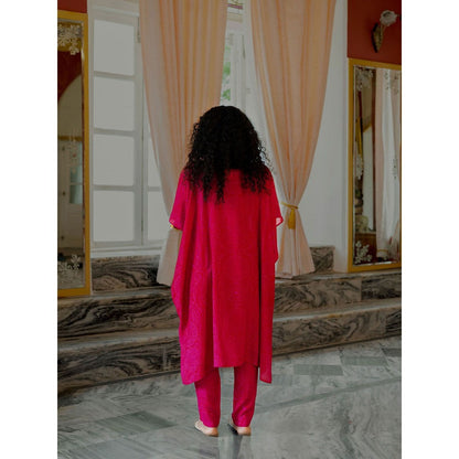 17 : 17 by Simmi Saboo Pink Mandala Evil Eye Patch Pocket Cowl Co-Ord (Set of 2)