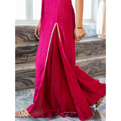 17 : 17 by Simmi Saboo Pink Halter Neck Jumpsuit with Side Chiffon Panel On Pants