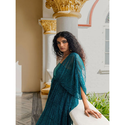 17 : 17 by Simmi Saboo Teal Mandala Tube Dress Chiffon Pullover (Set of 2)