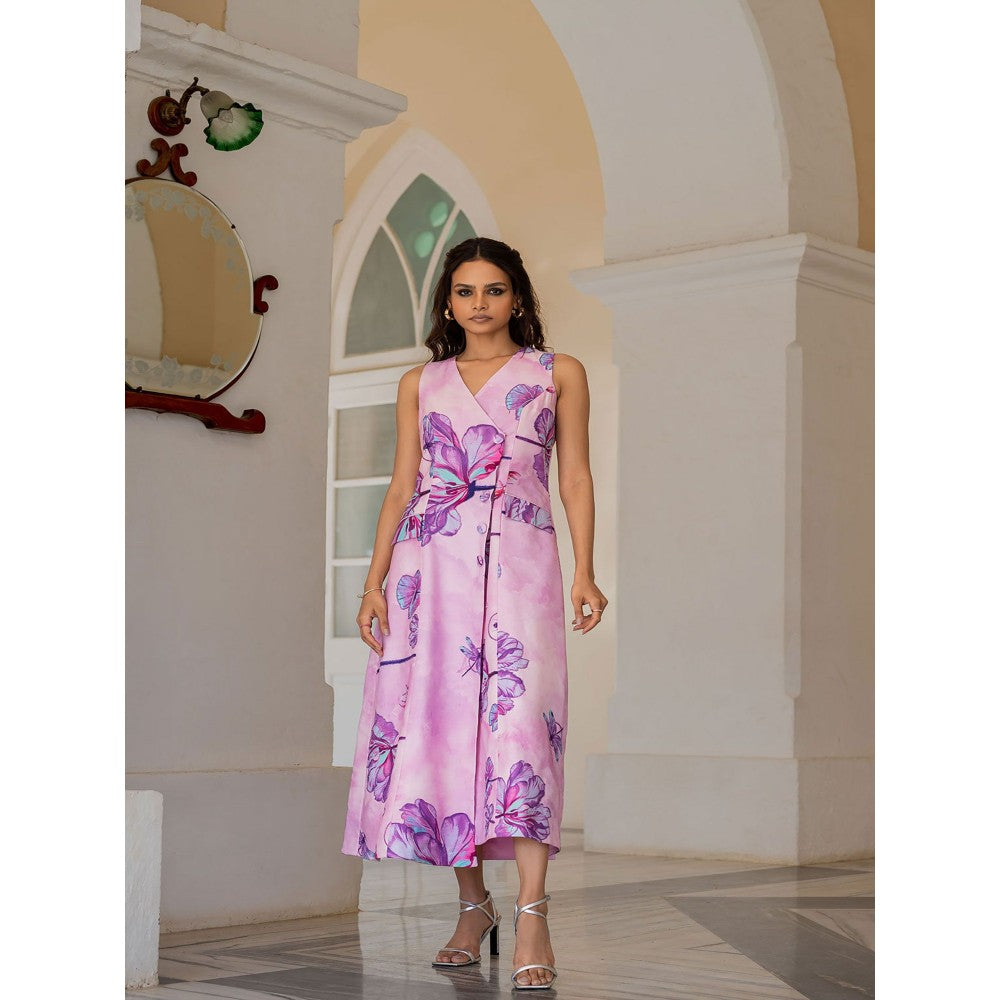 17 : 17 by Simmi Saboo Lilac Dragon Fly Printed Blazer Dress