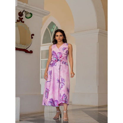 17 : 17 by Simmi Saboo Lilac Dragon Fly Printed Blazer Dress