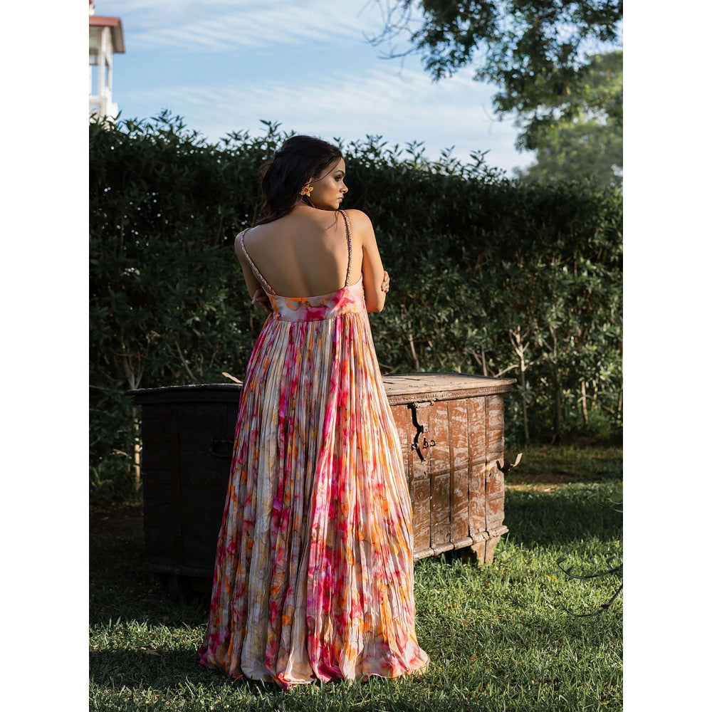 17 : 17 by Simmi Saboo Red Ombre Braid Strap Side Knot Dress