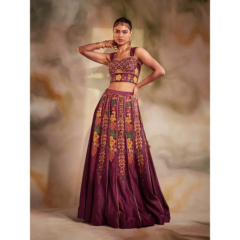 CHANDRIMA Plum Beadwork Bustier