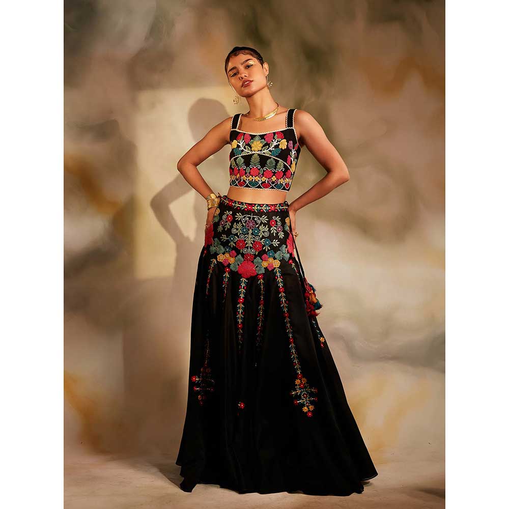 CHANDRIMA Black Beadwork Bustier