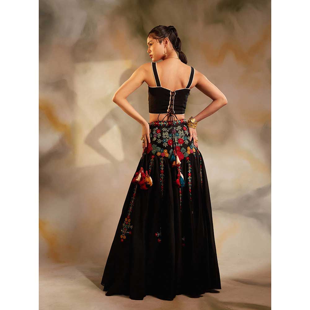 CHANDRIMA Black Beadwork Bustier