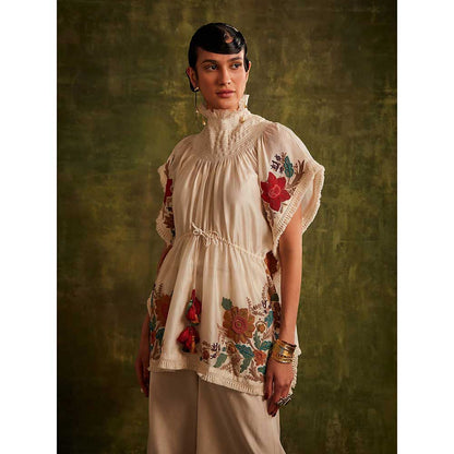 CHANDRIMA Ivory Smocked Kaftan