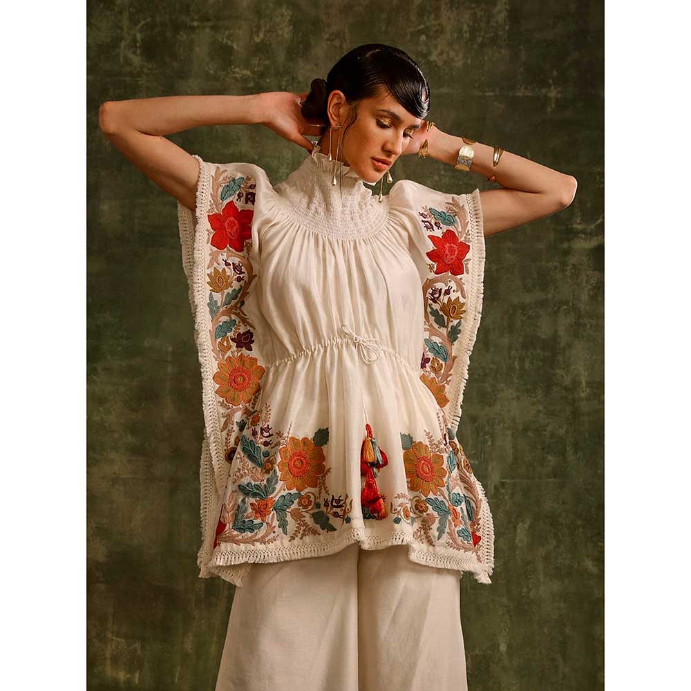 CHANDRIMA Ivory Smocked Kaftan