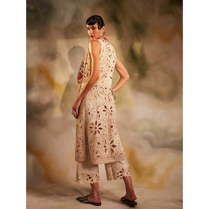 CHANDRIMA Ivory Kala Cotton Cutwork Jacket