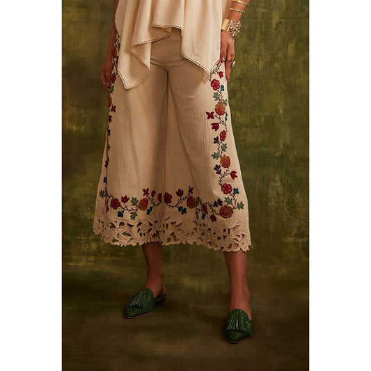 CHANDRIMA Ivory Embroidered Pants