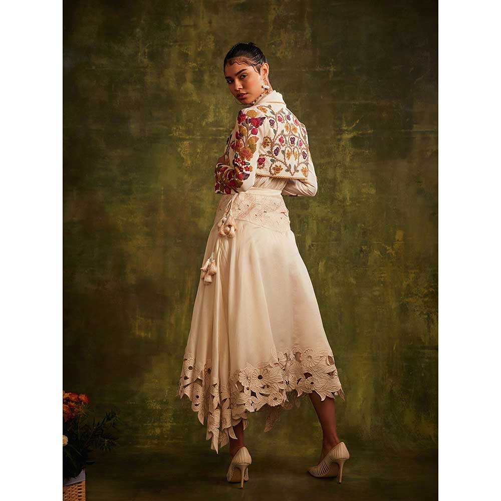 CHANDRIMA Ivory Short Beadwork Bolero Jacket