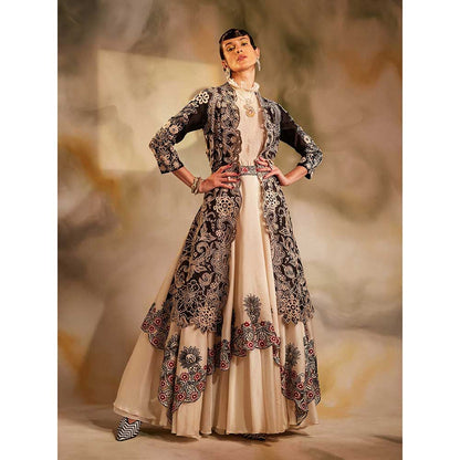 CHANDRIMA Black And White Cutwork Jacket