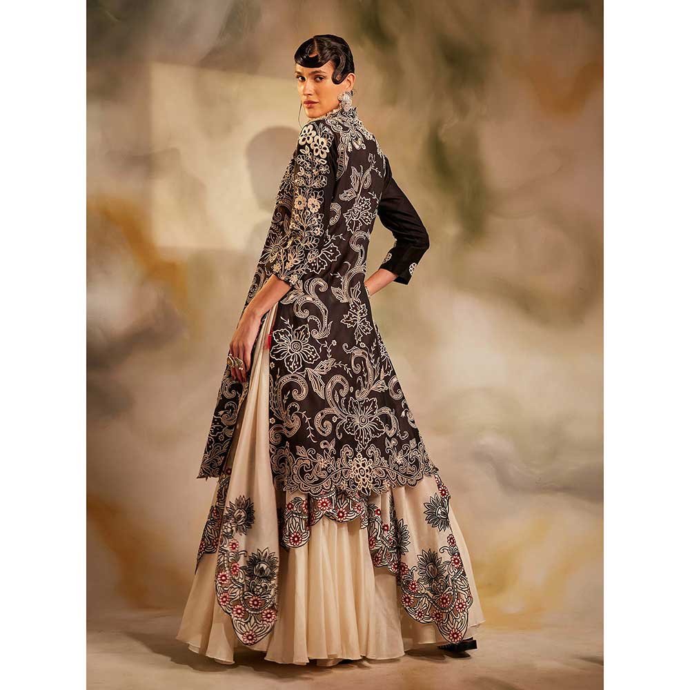 CHANDRIMA Black And White Cutwork Jacket