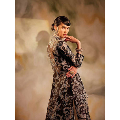 CHANDRIMA Black And White Cutwork Jacket