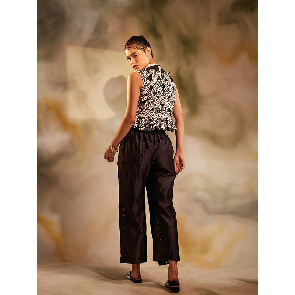 CHANDRIMA Black Cutwork Pants