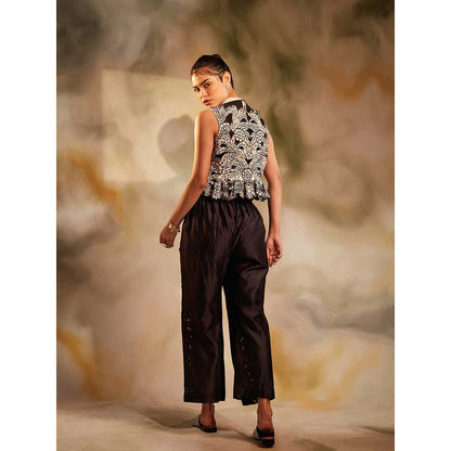 CHANDRIMA Black Cutwork Pants