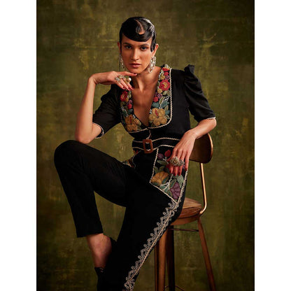 CHANDRIMA Black Beadwork Jumpsuit