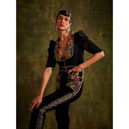 CHANDRIMA Black Beadwork Jumpsuit