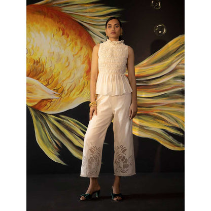 CHANDRIMA Ivory Ruched Top