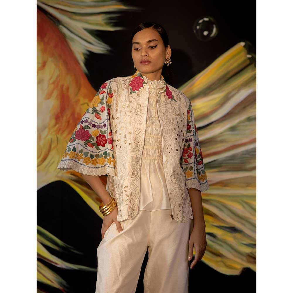 CHANDRIMA Ivory Ruched Top