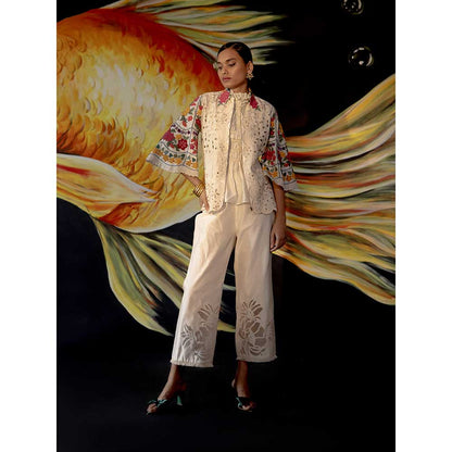 CHANDRIMA Ivory Ruched Top