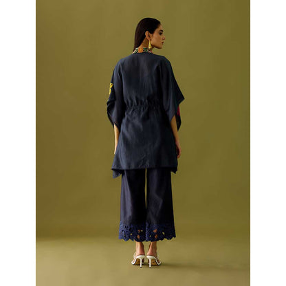 CHANDRIMA Indigo Cutwork Straight Pants