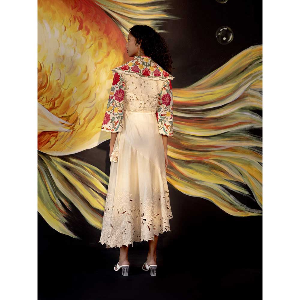 CHANDRIMA Ivory Cutwork Skirt