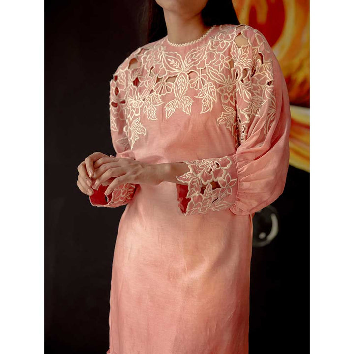 CHANDRIMA Old Rose Tie-Dye Kimono Midi Dress