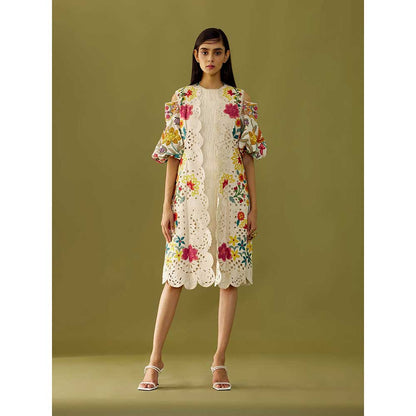 CHANDRIMA Ivory Applique and Cutwork Jacket