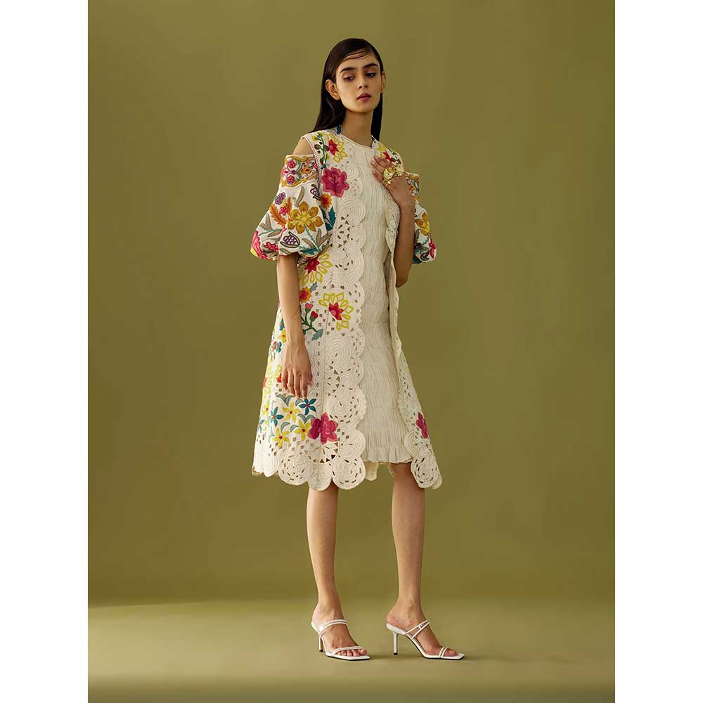 CHANDRIMA Ivory Applique and Cutwork Jacket